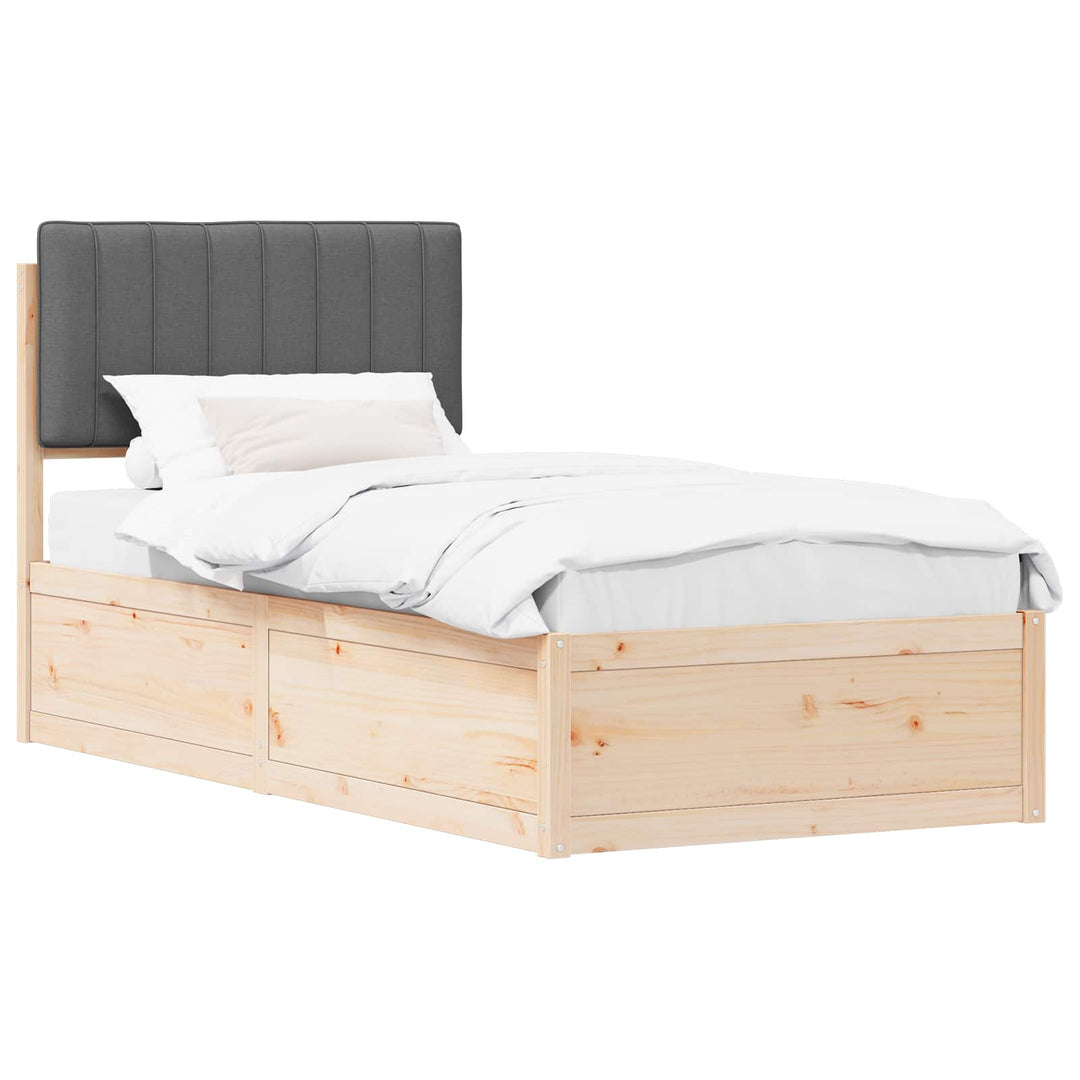 Sengestel med Polstret Hovedgavl Mørkegrå 90 x 190 cm
