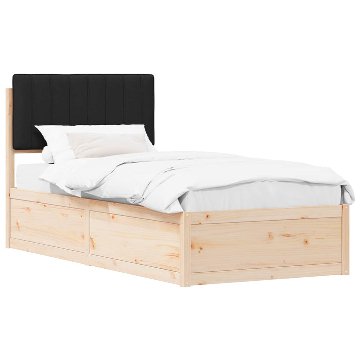 Sengestel med Polstret Hovedgavl Sort 90 x 190 cm