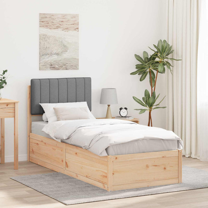 Sengestel med Polstret Hovedgavl Lysegrå 75 x 190 cm