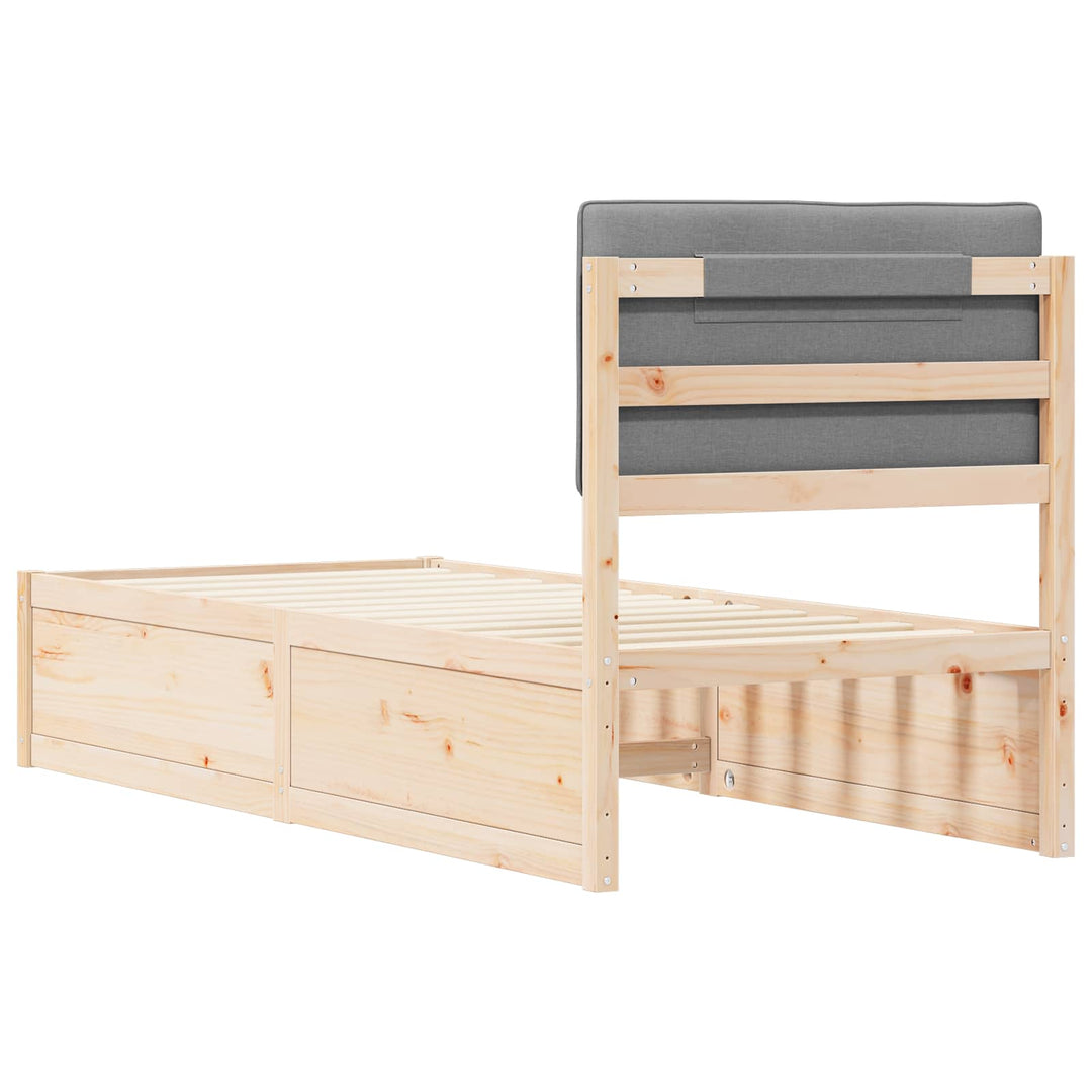 Sengestel med Polstret Hovedgavl Lysegrå 75 x 190 cm