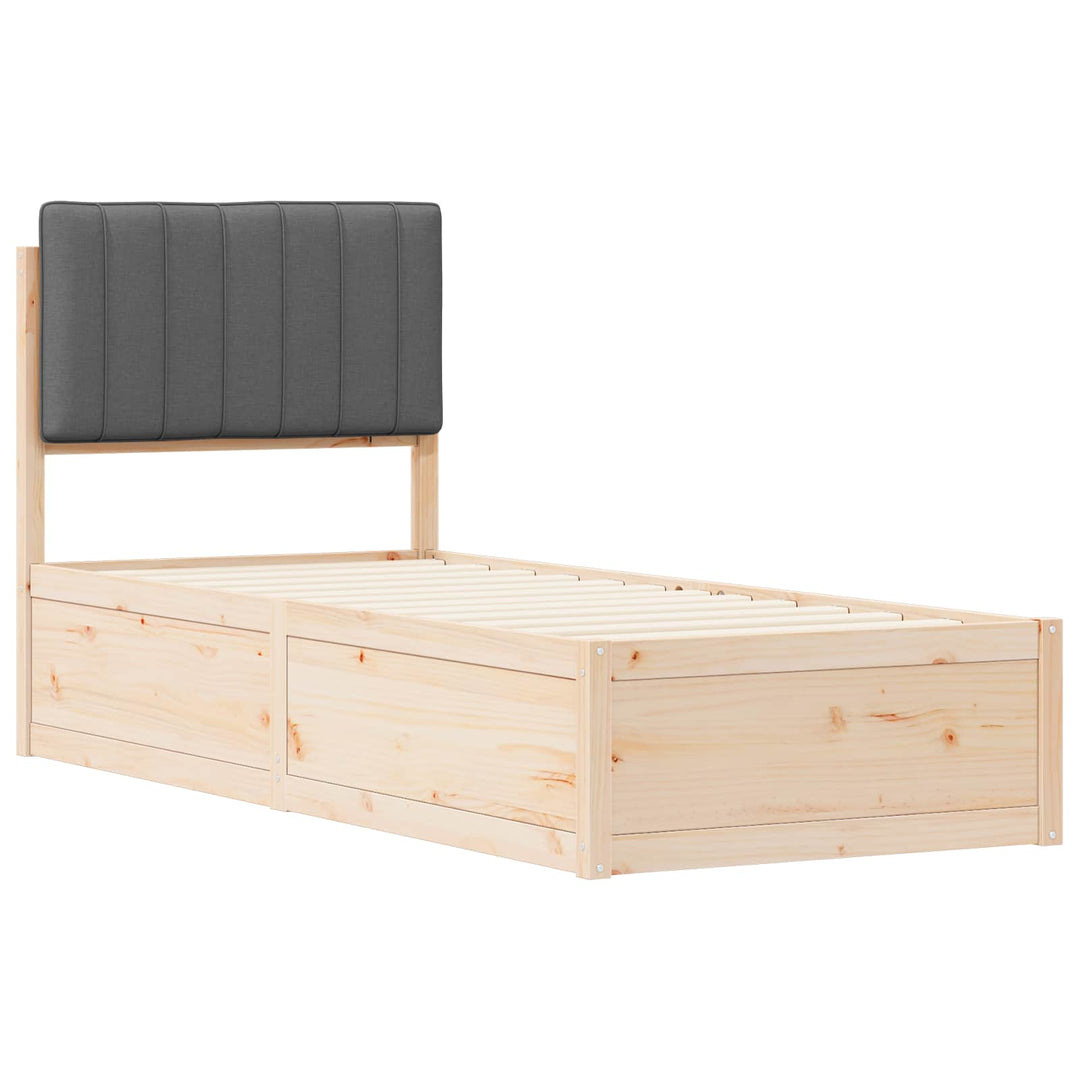 Sengestel med Polstret Hovedgavl Mørkegrå 75 x 190 cm