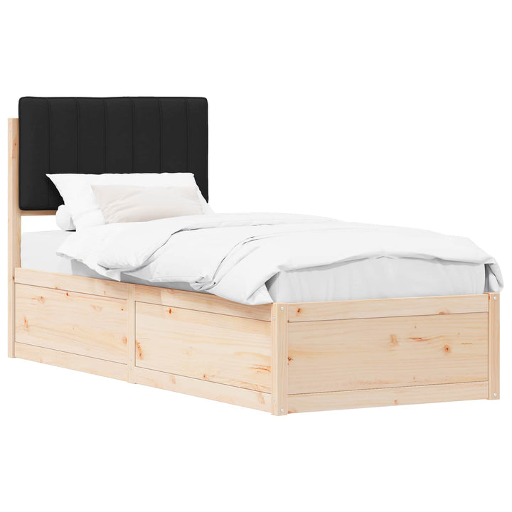 Sengestel med Polstret Hovedgavl Sort 75 x 190 cm