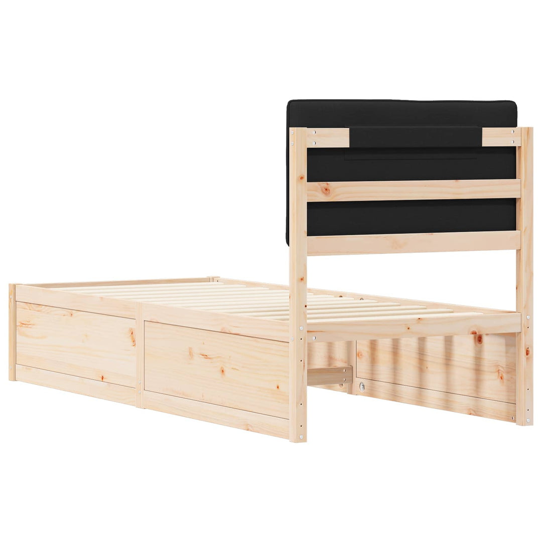 Sengestel med Polstret Hovedgavl Sort 75 x 190 cm