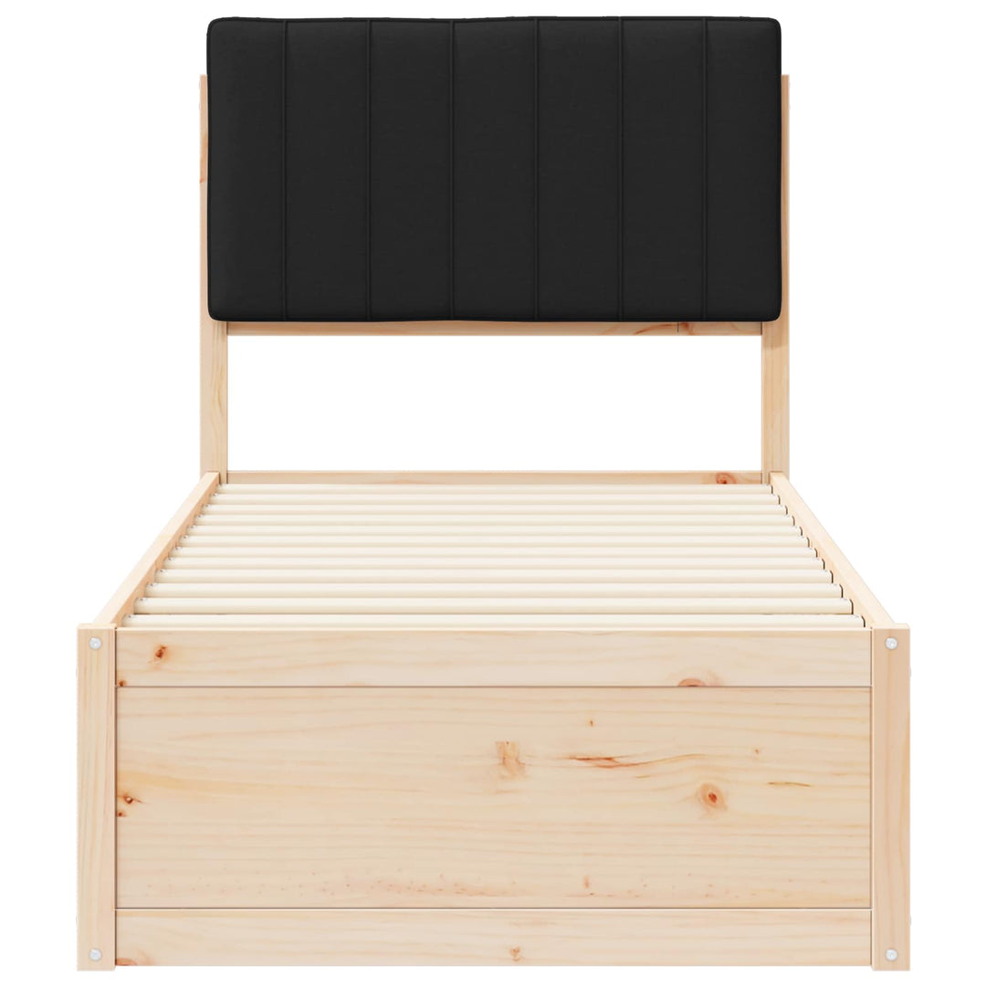 Sengestel med Polstret Hovedgavl Sort 75 x 190 cm