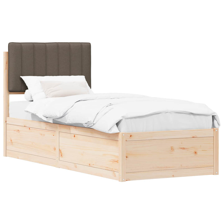 Sengestel med Polstret Hovedgavl Gråbrun 75 x 190 cm