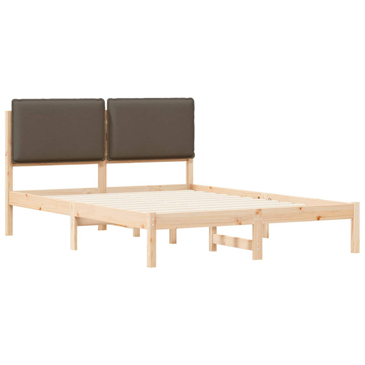 Sengestel med Polstret Hovedgavl Gråbrun 140 x 200 cm