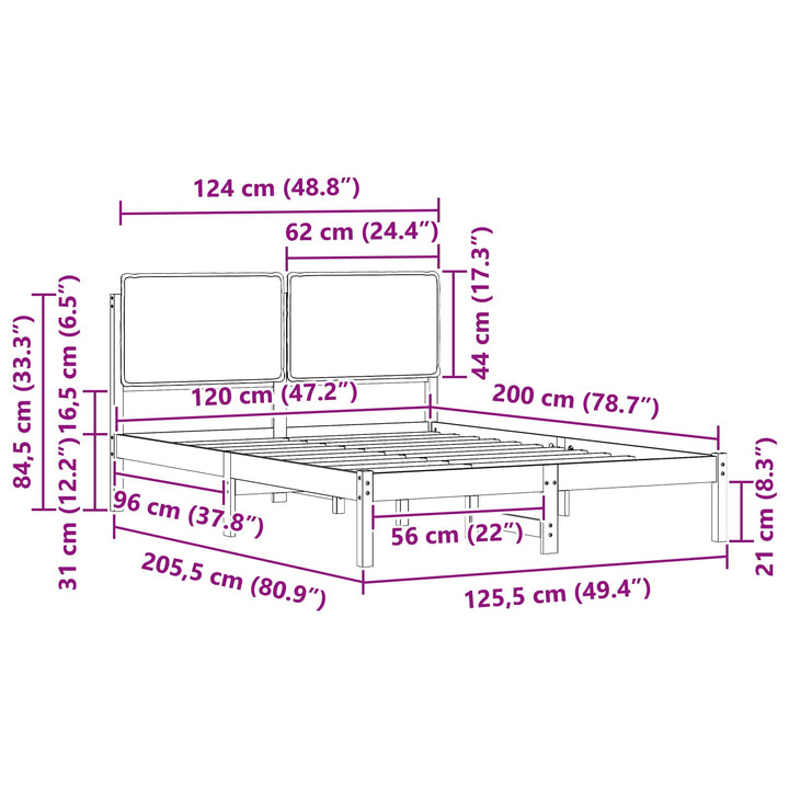 Sengestel med Polstret Hovedgavl Sort 120 x 200 cm