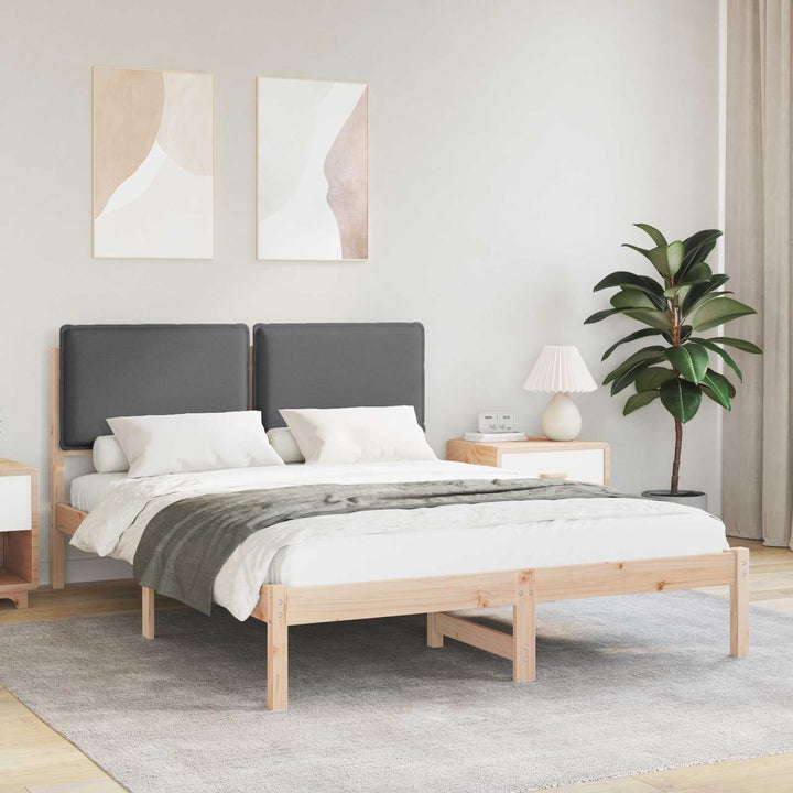 Sengestel med Polstret Hovedgavl Mørkegrå 120 x 190 cm