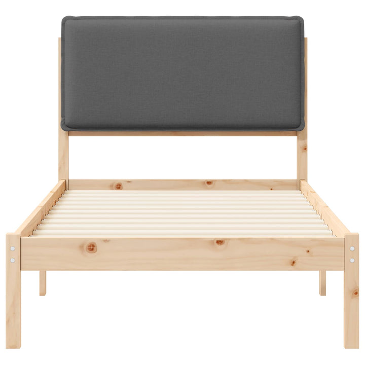 Sengestel med Polstret Hovedgavl Brun og mørkegrå 90 x 200 cm