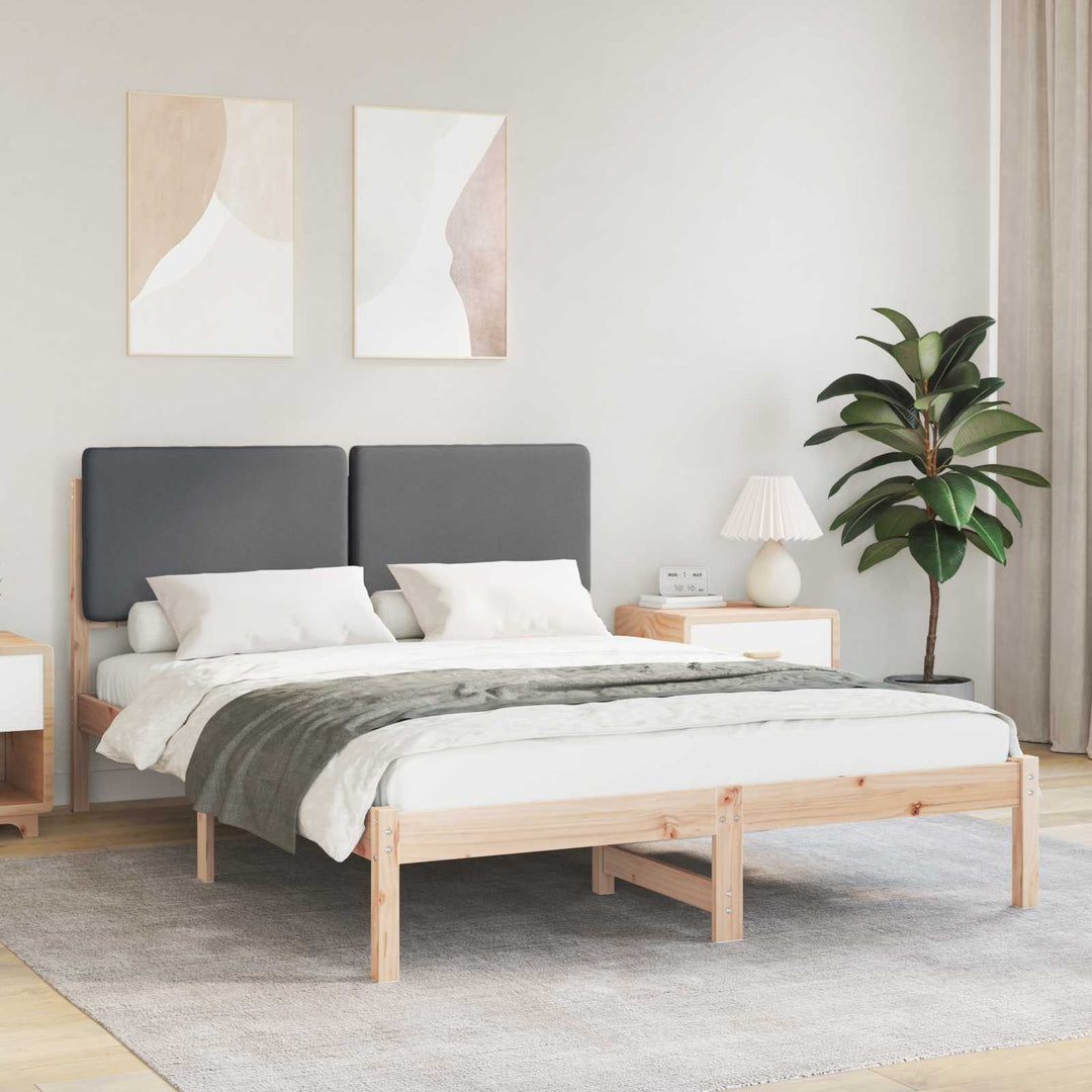 Sengestel med Polstret Hovedgavl Mørkegrå 140 x 200 cm