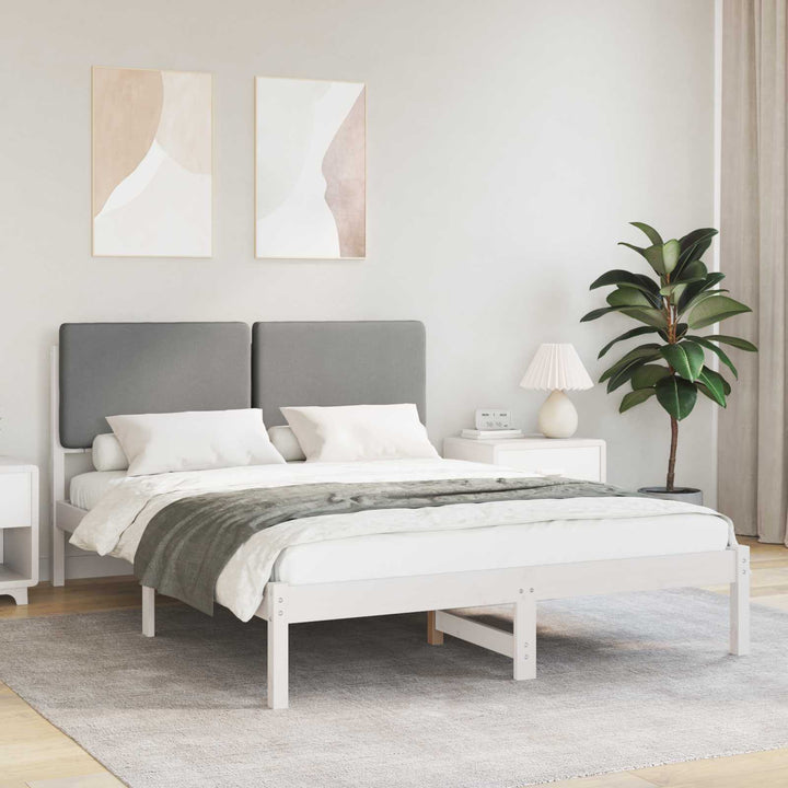 Sengestel med Polstret Hovedgavl Lysegrå 140 x 200 cm
