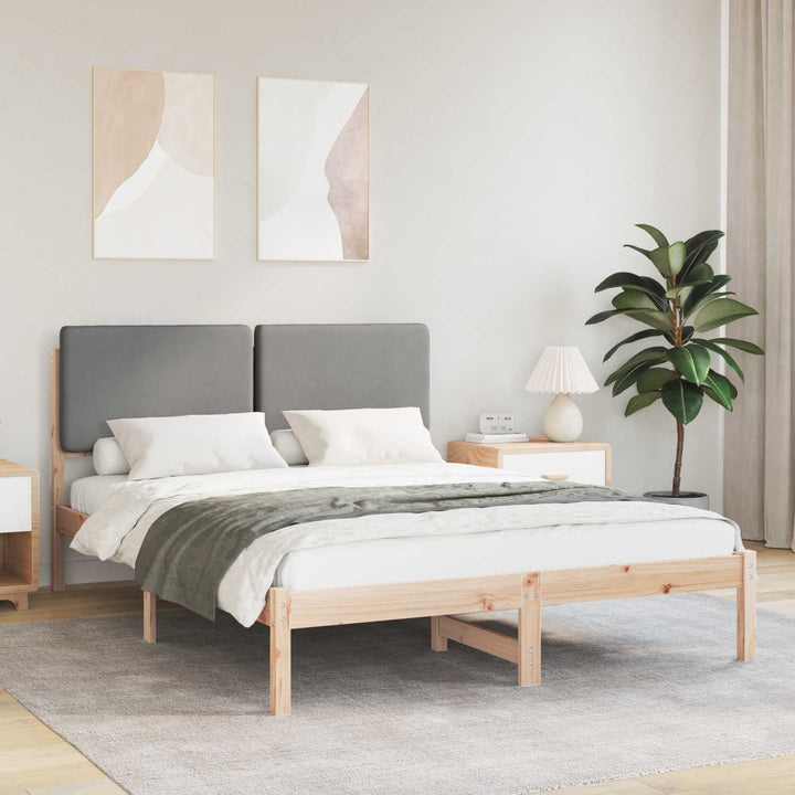 Sengestel med Polstret Hovedgavl Lysegrå 140 x 190 cm