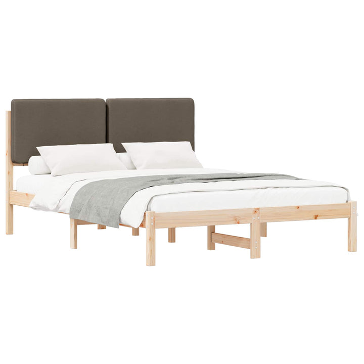 Sengestel med Polstret Hovedgavl Gråbrun 140 x 190 cm