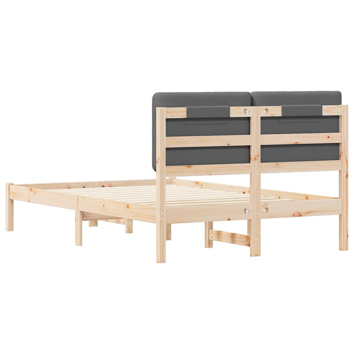 Sengestel med Polstret Hovedgavl Mørkegrå 135 x 190 cm