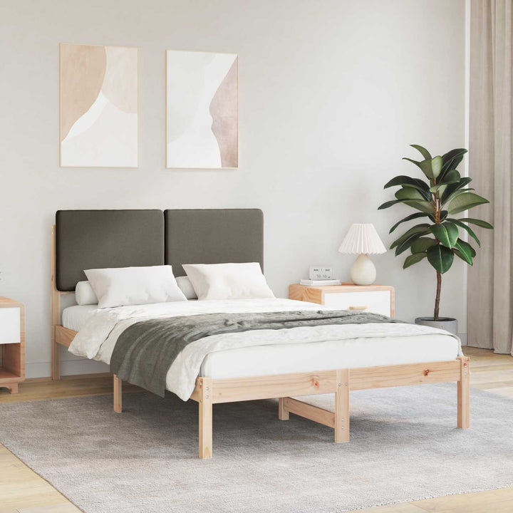 Sengestel med Polstret Hovedgavl Gråbrun 135 x 190 cm