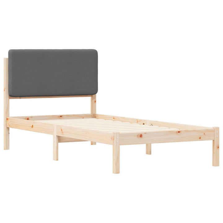 Sengestel med Polstret Hovedgavl Mørkegrå 90 x 190 cm
