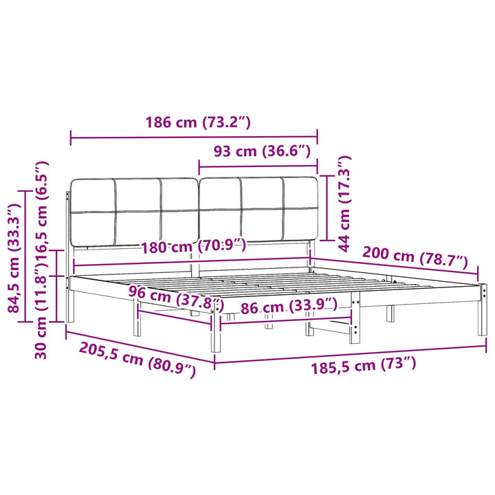 Sengestel med Polstret Hovedgavl Sort 180 x 200 cm