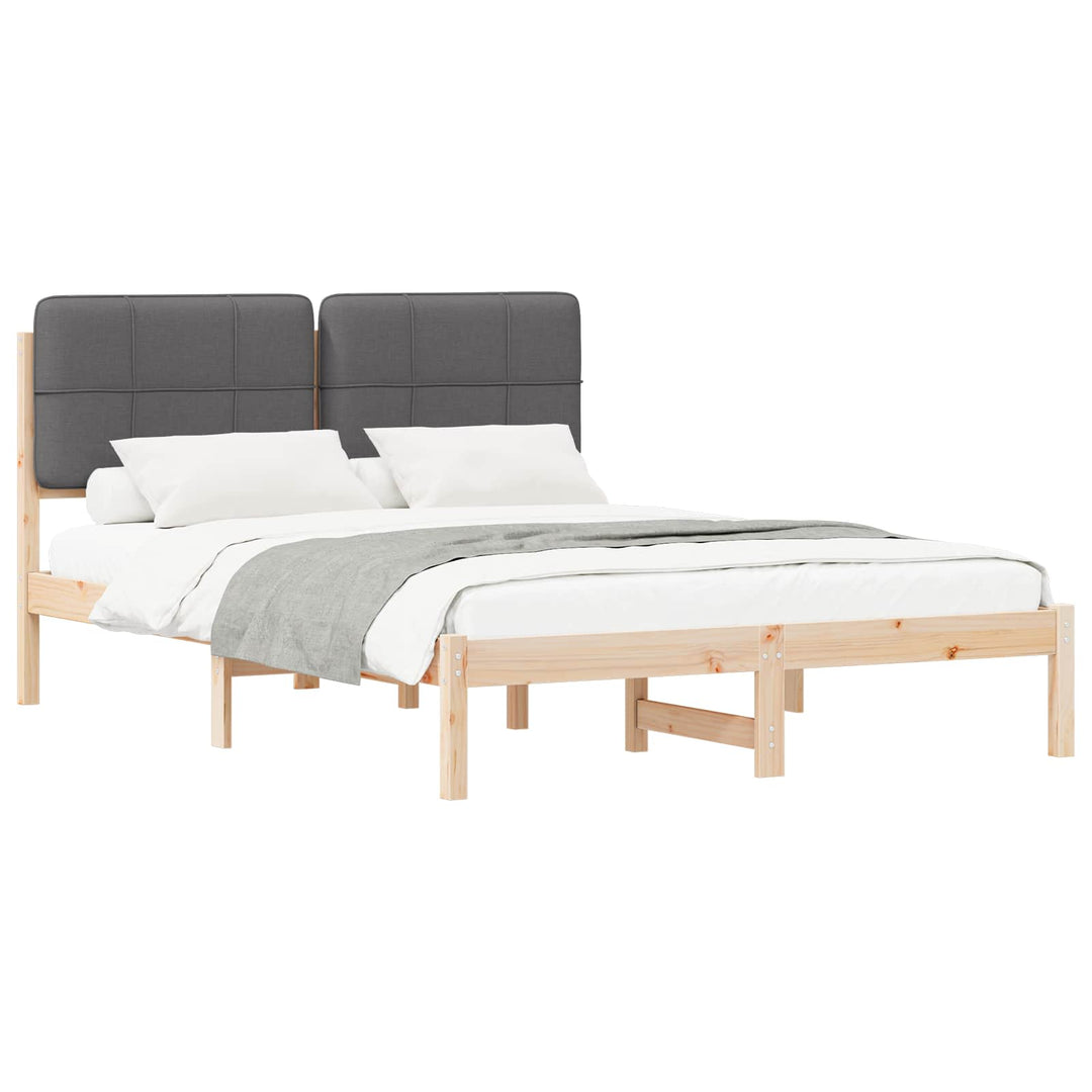 Sengestel med Polstret Hovedgavl Mørkegrå 150 x 200 cm