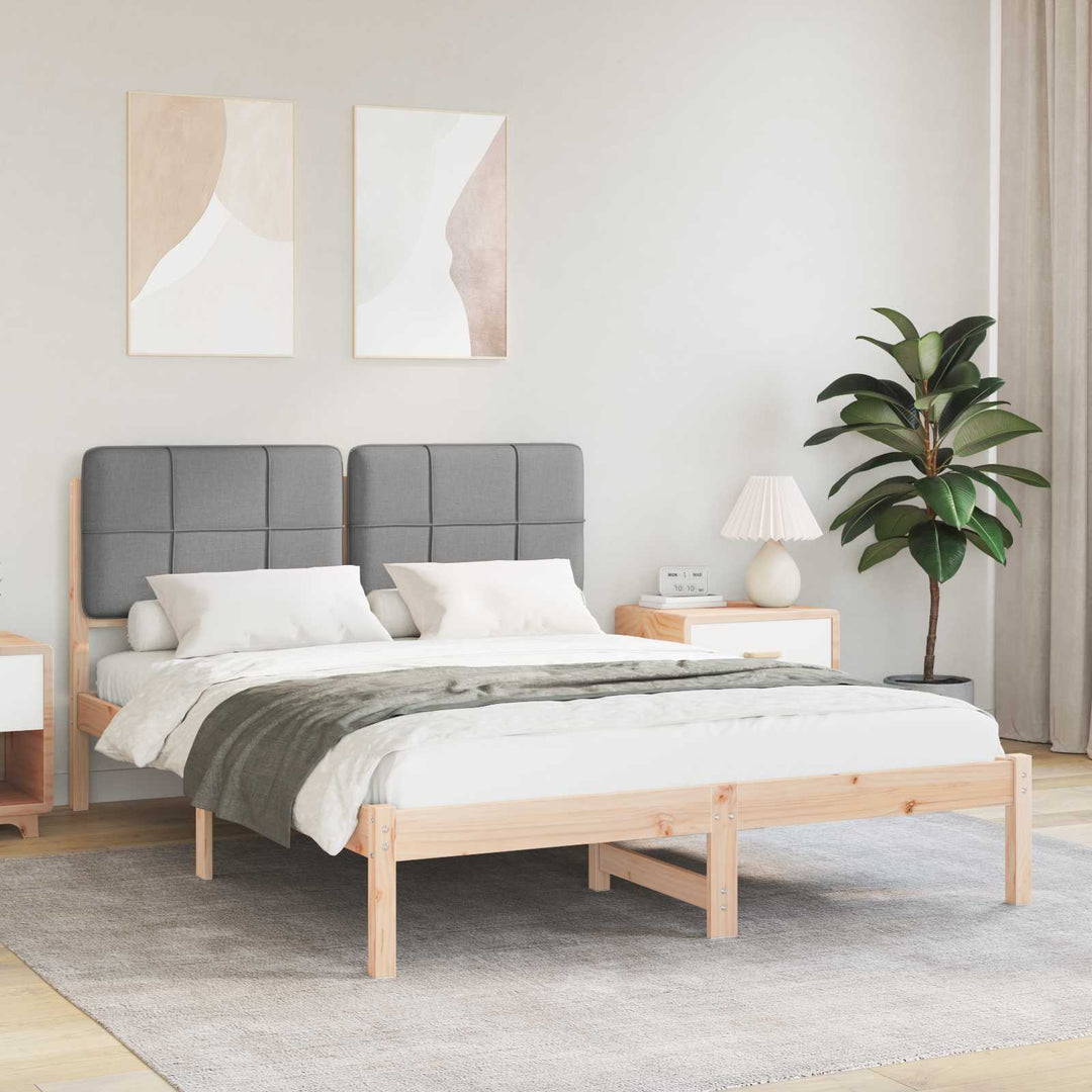 Sengestel med Polstret Hovedgavl Lysegrå 140 x 200 cm