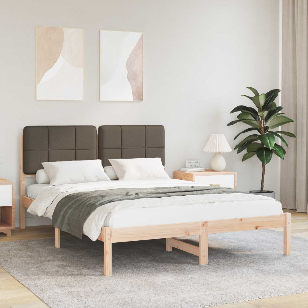 Sengestel med Polstret Hovedgavl Gråbrun 140 x 190 cm