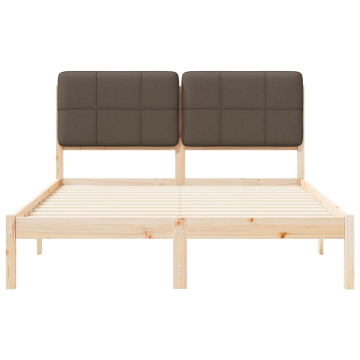 Sengestel med Polstret Hovedgavl Gråbrun 140 x 190 cm