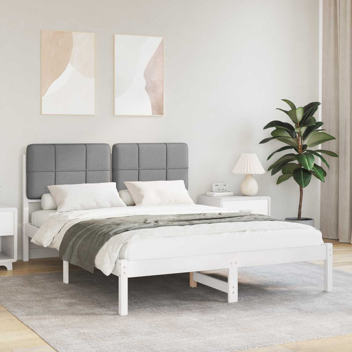 Sengestel med Polstret Hovedgavl Lysegrå 140 x 190 cm