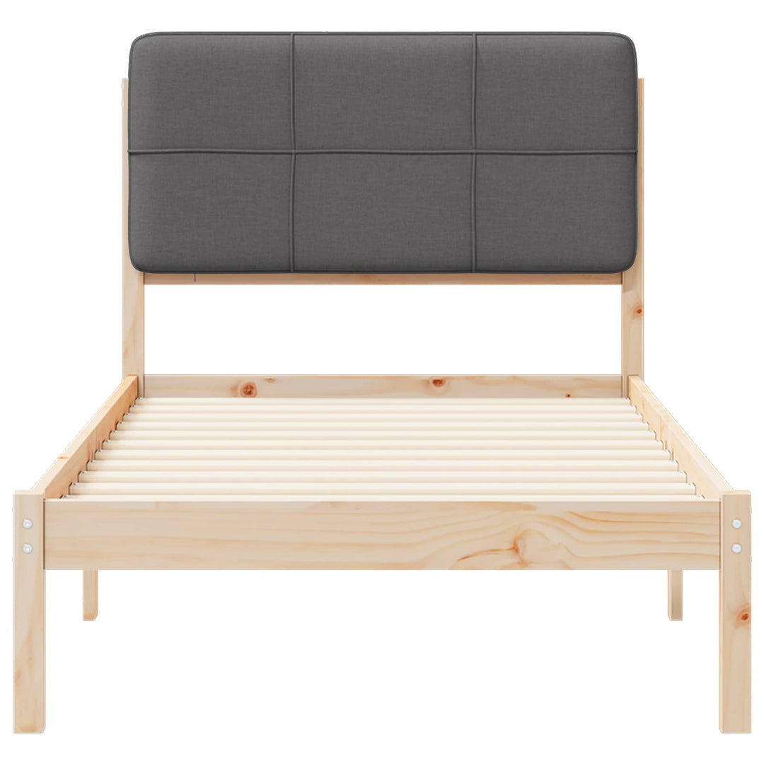 Sengestel med Polstret Hovedgavl Mørkegrå 75 x 190 cm