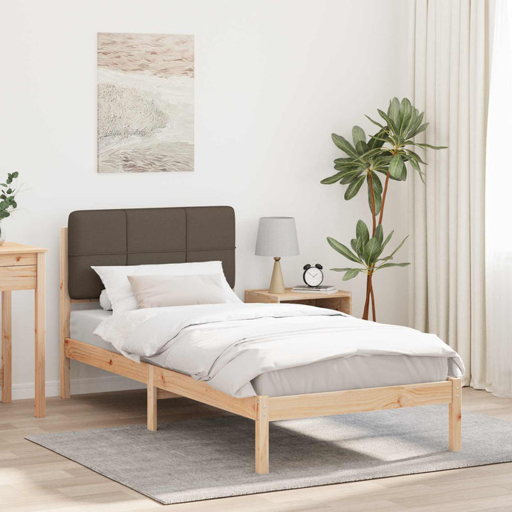 Sengestel med Polstret Hovedgavl Gråbrun 75 x 190 cm