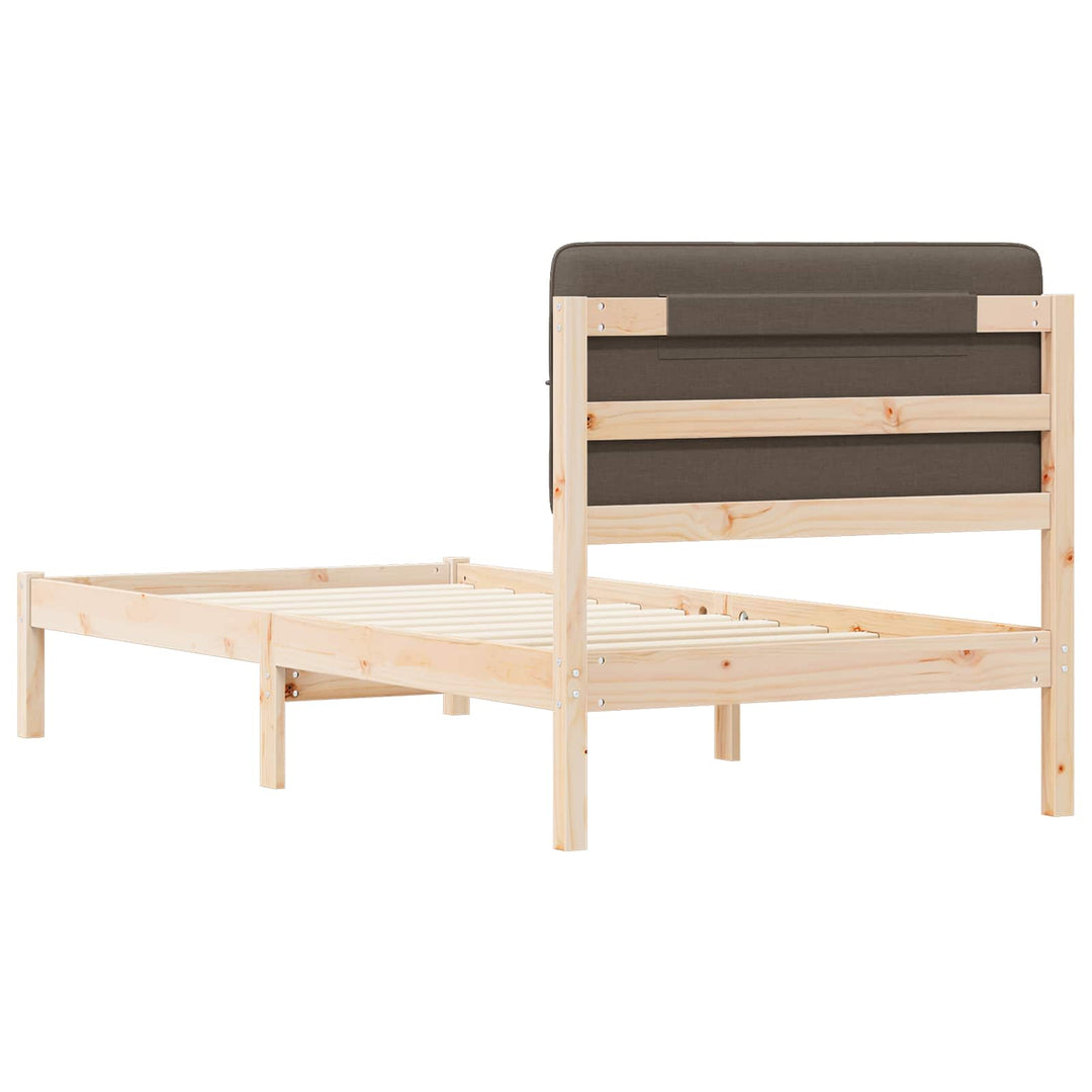 Sengestel med Polstret Hovedgavl Gråbrun 75 x 190 cm