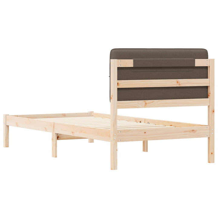 Sengestel med Polstret Hovedgavl Gråbrun 75 x 190 cm