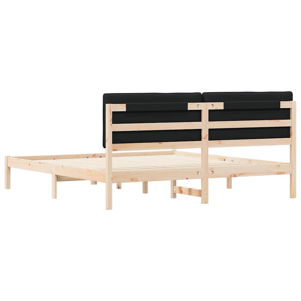 Sengestel med Polstret Hovedgavl Sort 180 x 200 cm