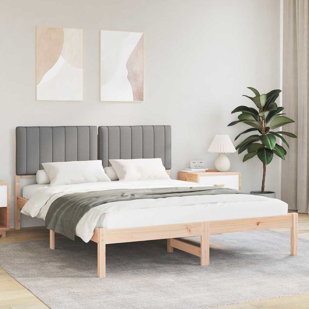 Sengestel med Polstret Hovedgavl Lysegrå 160 x 200 cm