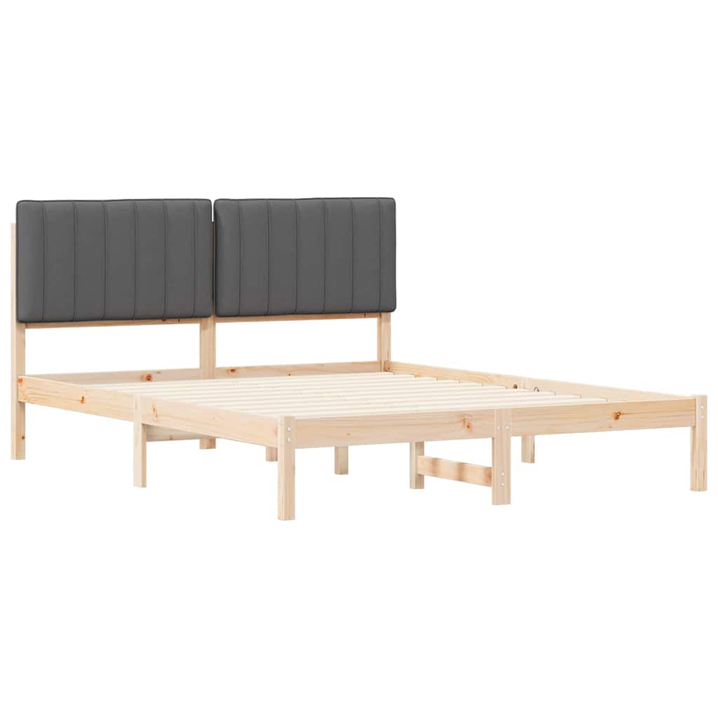 Sengestel med Polstret Hovedgavl Mørkegrå 160 x 200 cm