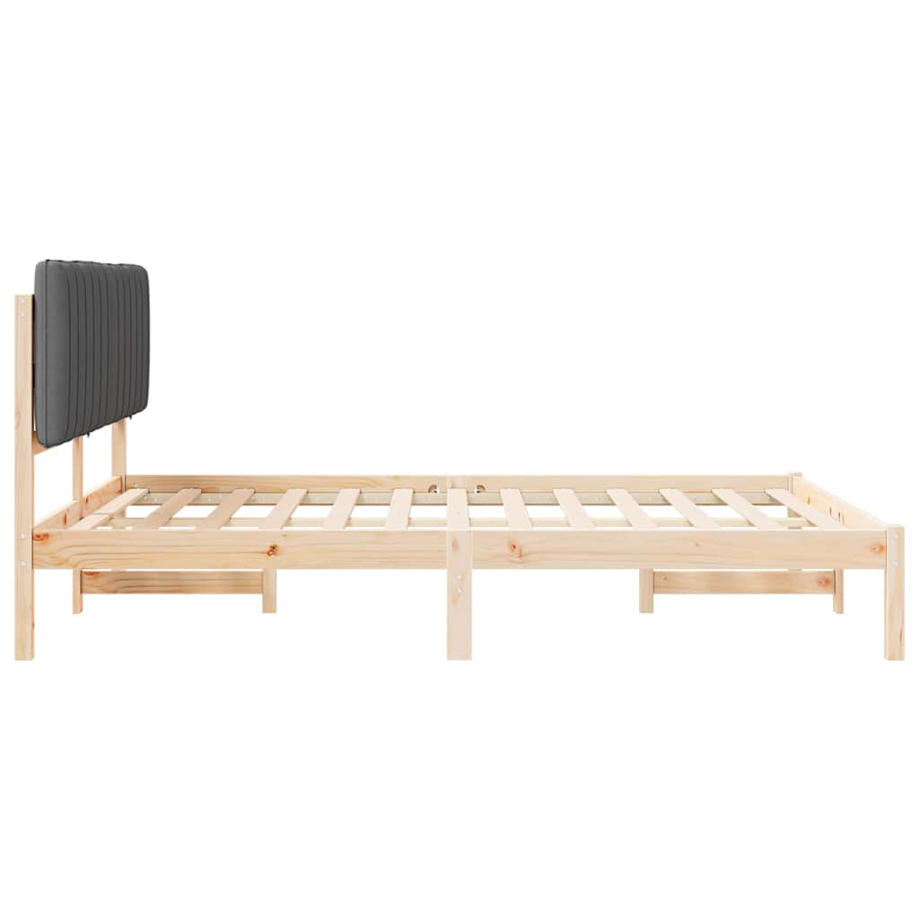 Sengestel med Polstret Hovedgavl Mørkegrå 160 x 200 cm