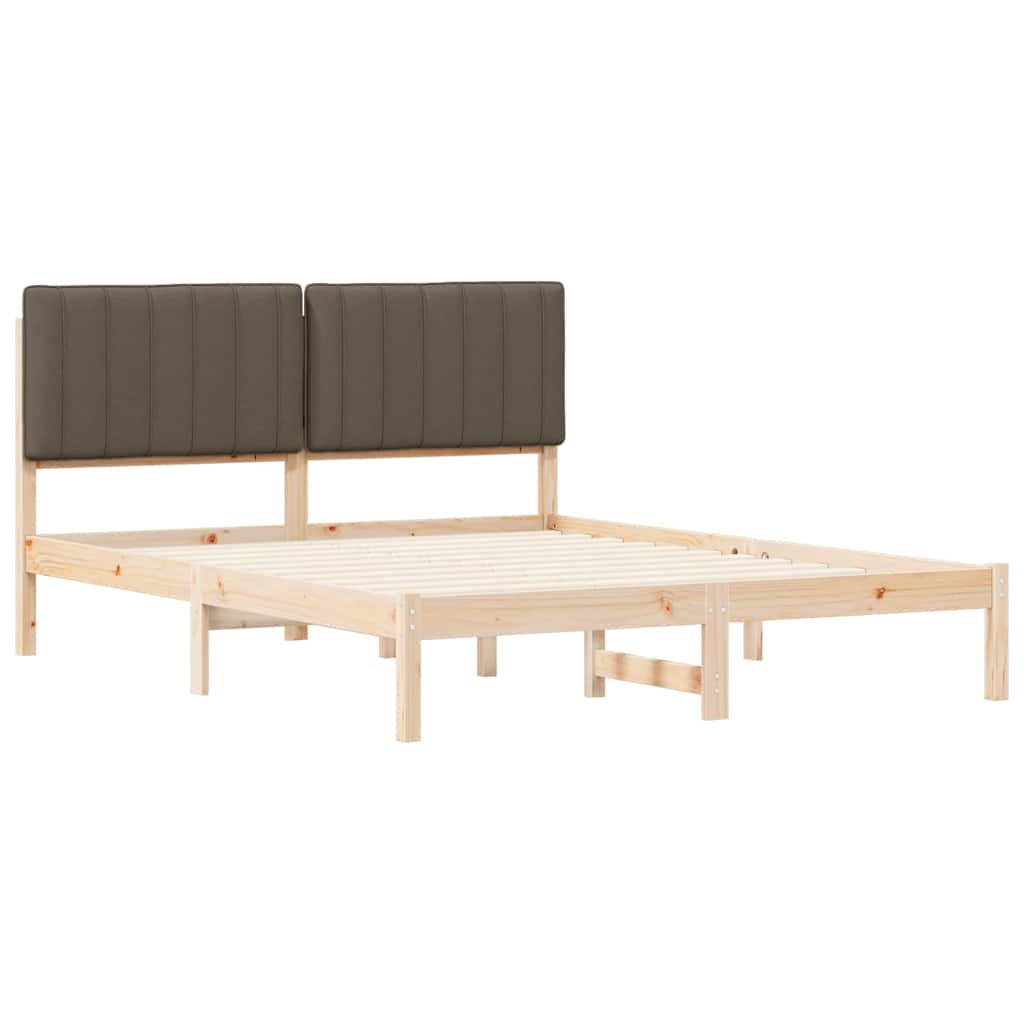 Sengestel med Polstret Hovedgavl Gråbrun 160 x 200 cm