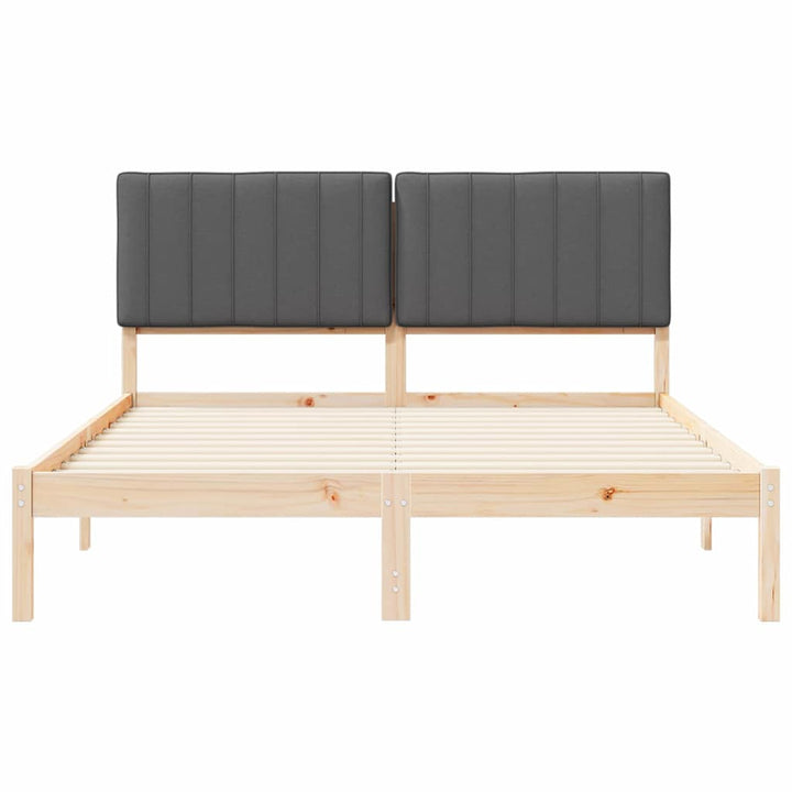 Sengestel med Polstret Hovedgavl Mørkegrå 150 x 200 cm