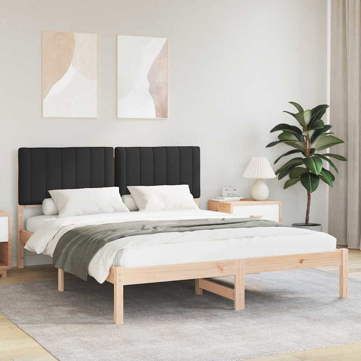 Sengestel med Polstret Hovedgavl Sort 150 x 200 cm