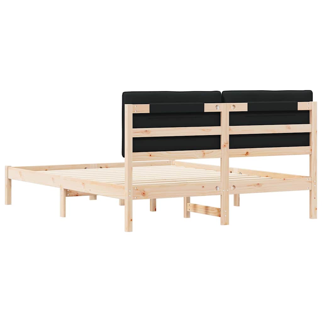 Sengestel med Polstret Hovedgavl Sort 150 x 200 cm