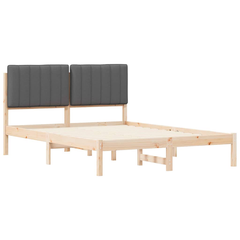 Sengestel med Polstret Hovedgavl Mørkegrå 140 x 200 cm
