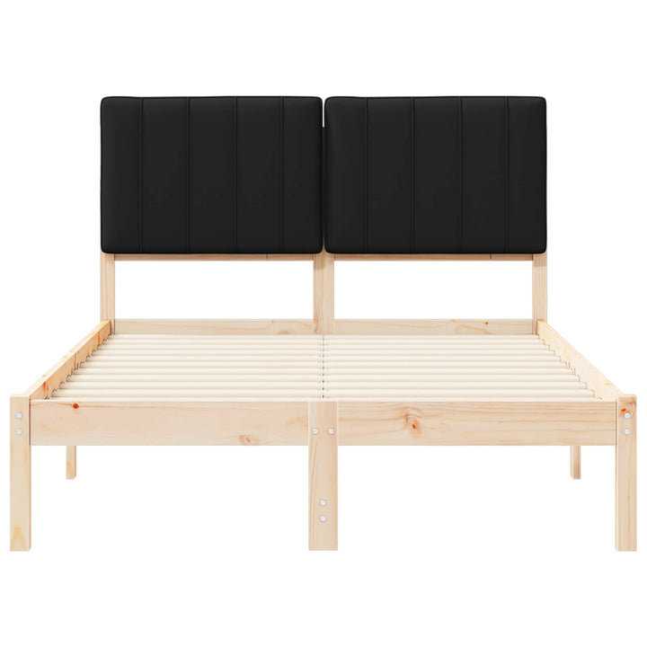 Sengestel med Polstret Hovedgavl Naturlig og sort 120 x 200 cm