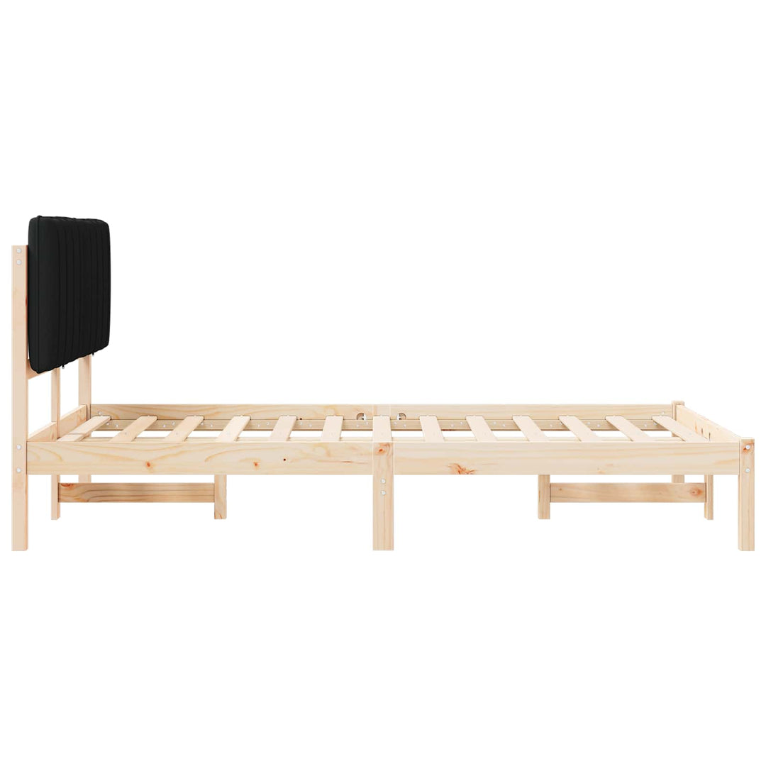 Sengestel med Polstret Hovedgavl Naturlig og sort 120 x 200 cm