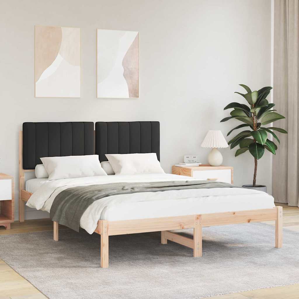 Sengestel med Polstret Hovedgavl Sort 140 x 190 cm