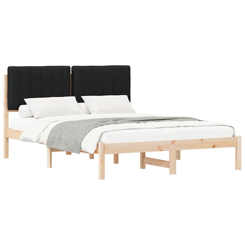 Sengestel med Polstret Hovedgavl Sort 140 x 190 cm