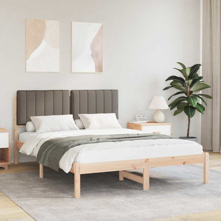 Sengestel med Polstret Hovedgavl Gråbrun 140 x 190 cm