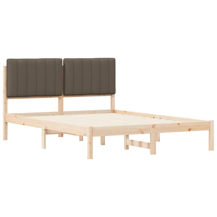 Sengestel med Polstret Hovedgavl Gråbrun 140 x 190 cm
