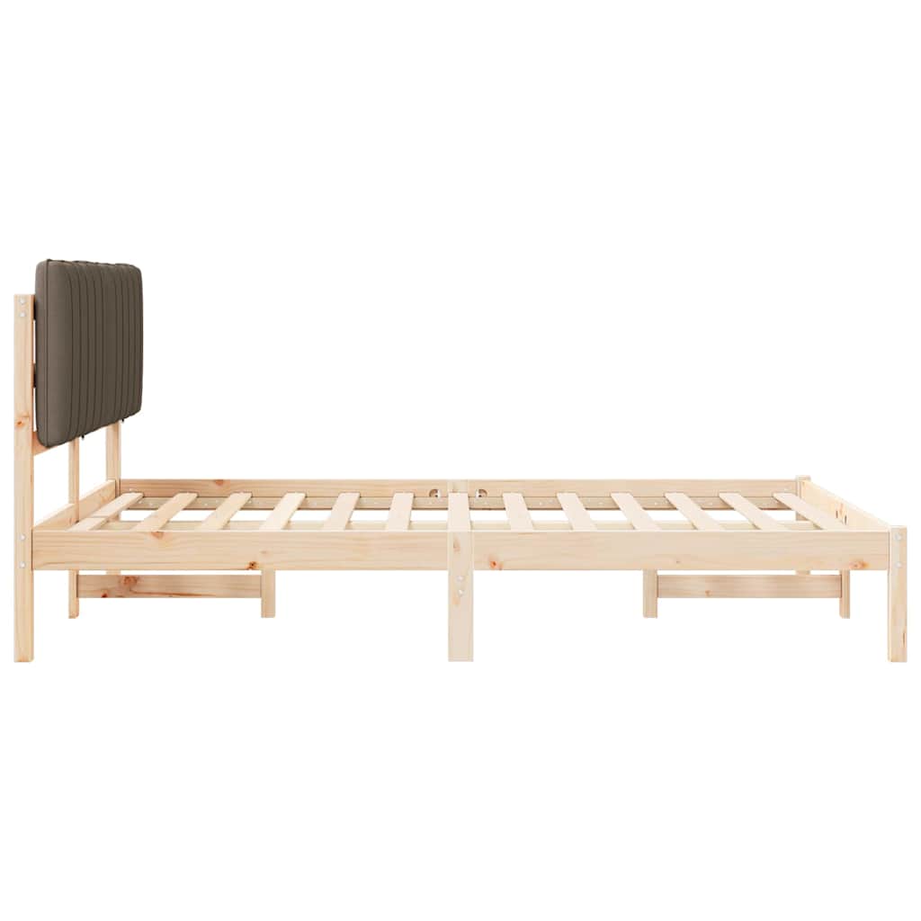 Sengestel med Polstret Hovedgavl Gråbrun 140 x 190 cm