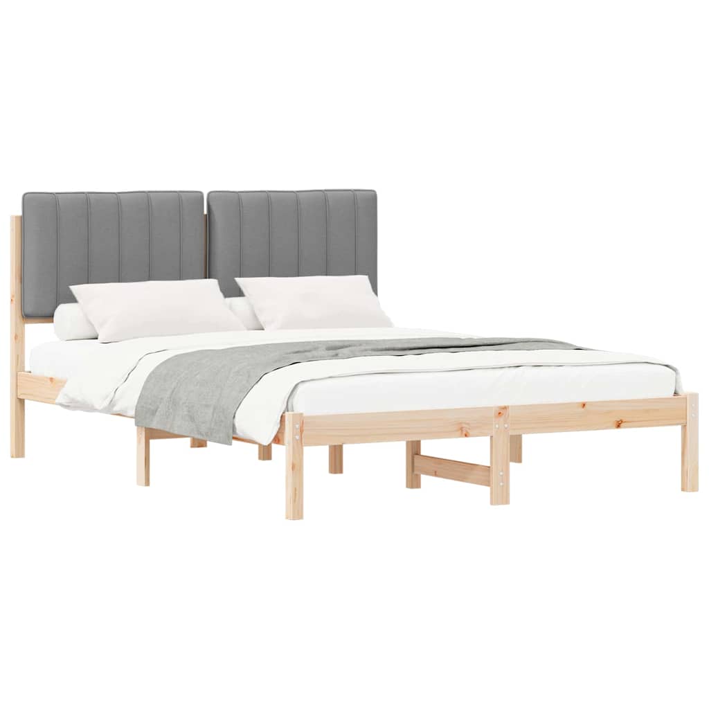 Sengestel med Polstret Hovedgavl Lysegrå 135 x 190 cm