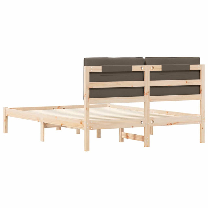 Sengestel med Polstret Hovedgavl Gråbrun 135 x 190 cm