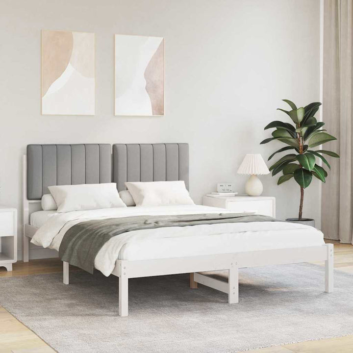 Sengestel med Polstret Hovedgavl Lysegrå 135 x 190 cm