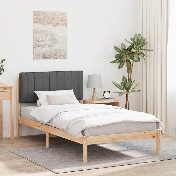 Sengestel med Polstret Hovedgavl Mørkegrå 100 x 200 cm